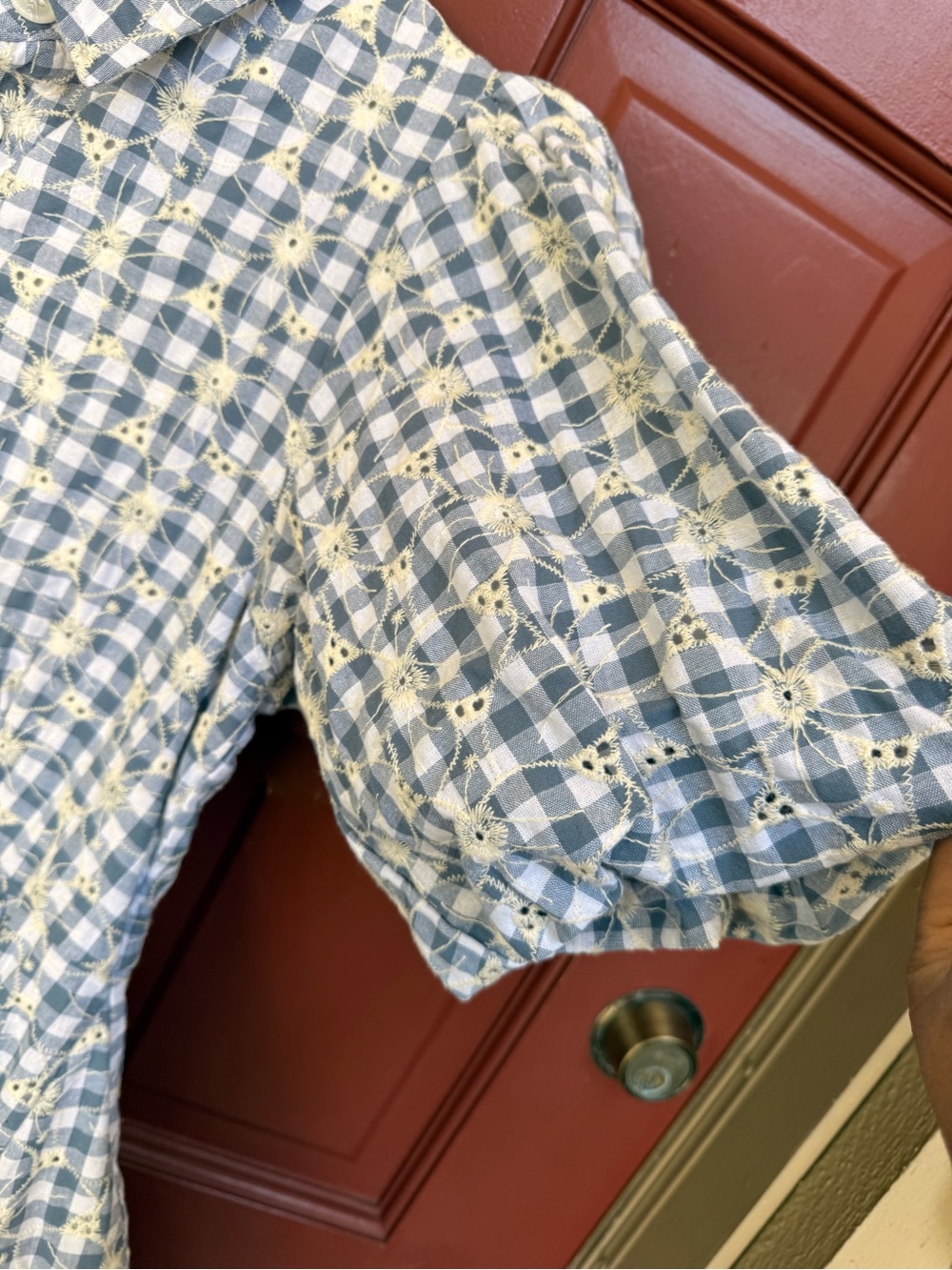 NWT house of Harlow 1960 Gingham Puff-Sleeve mini Dress - Picture 4 of 6
